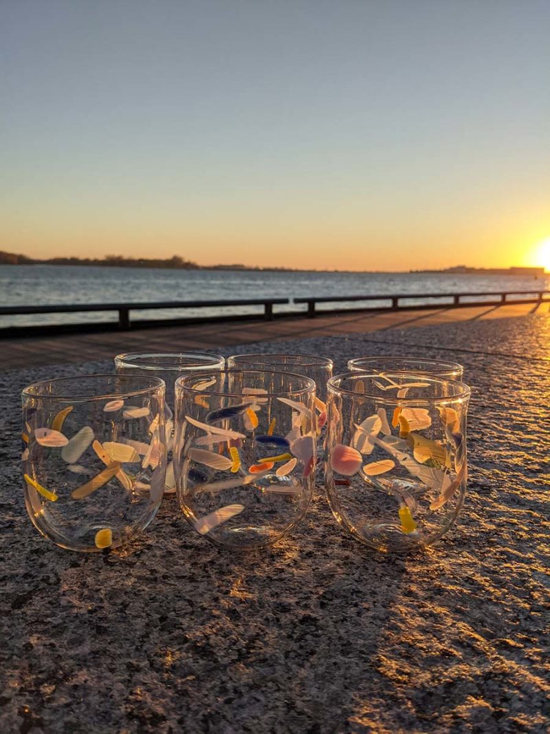 glass cups on the ground