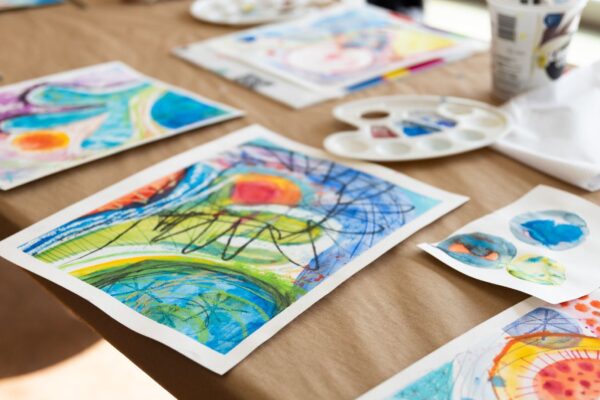 A close-up of watercolour art