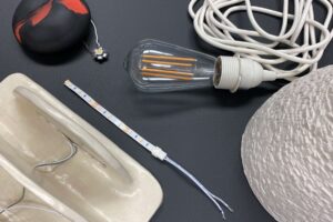 Collection of lighting objects on a table