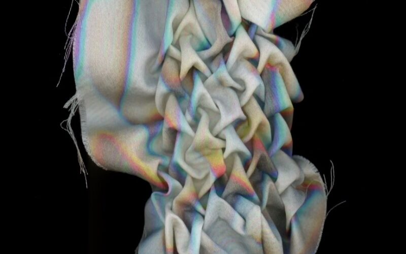 Textile work against a black background