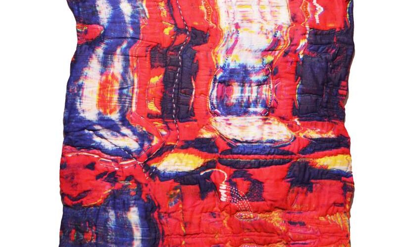 Red and blue textile work