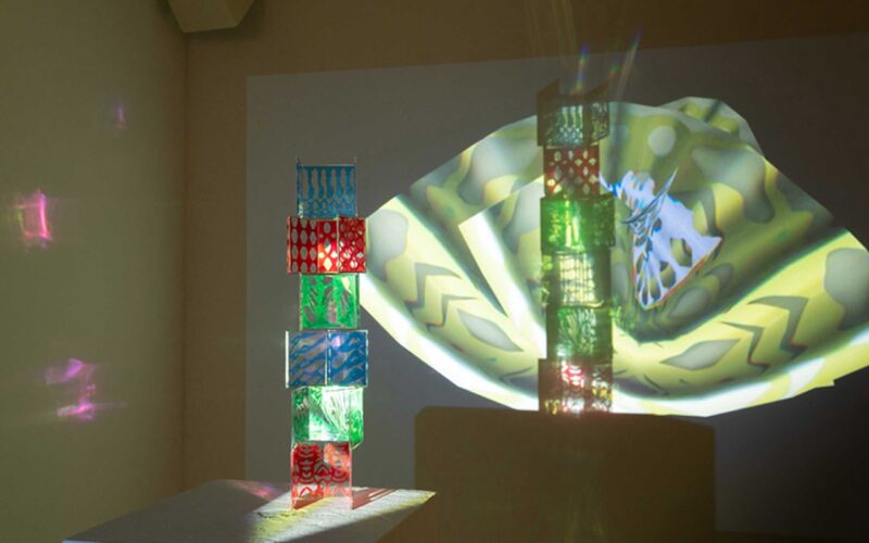 Textile work in a dark room