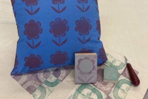 Printed pillow with craft materials