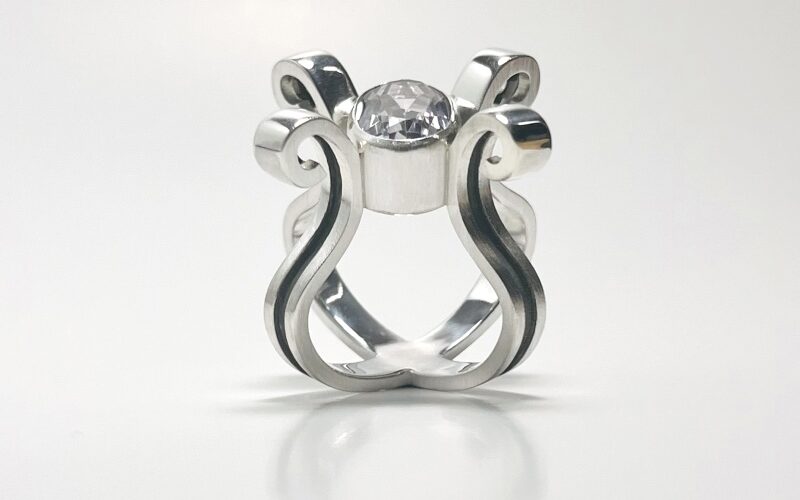 Metal ring against white background