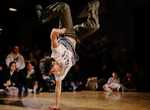 Female break dancer at a competition