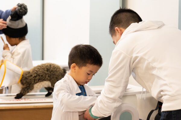 A kid playing indoors