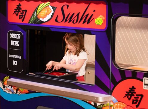 A kid playing indoors