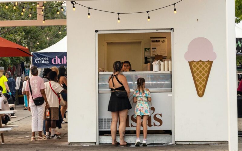 An exterior shot of Lisa's ice cream store