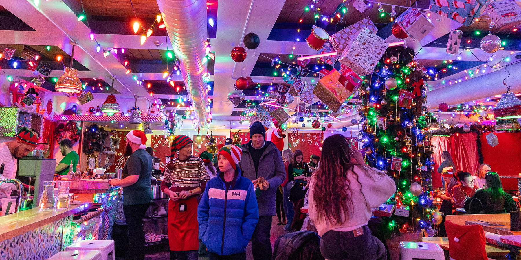 Seasonal Miracle decorations at Boxcar Social