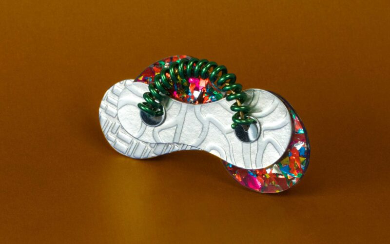 Closeup shot of metal artwork