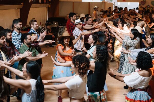 Large group of people in a dance class