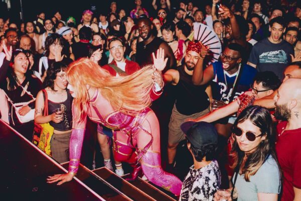 Crowd of people at a party