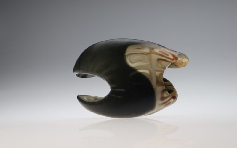 An up-close shot of a glass work