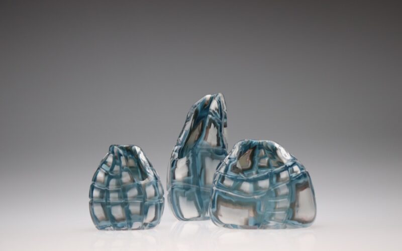 An up-close shot of a glass work