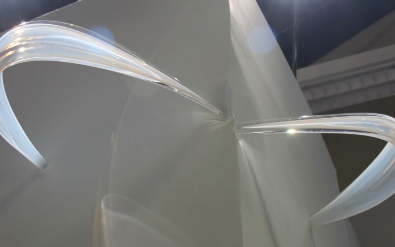 An up-close shot of a glass work