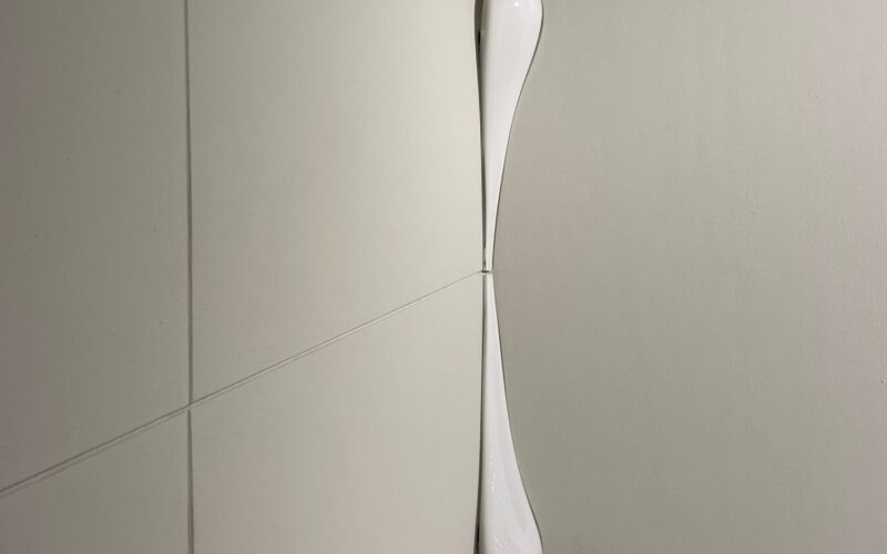 An up-close shot of a glass work