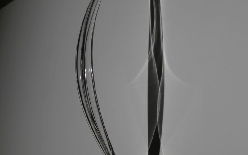 An up-close shot of a glass work