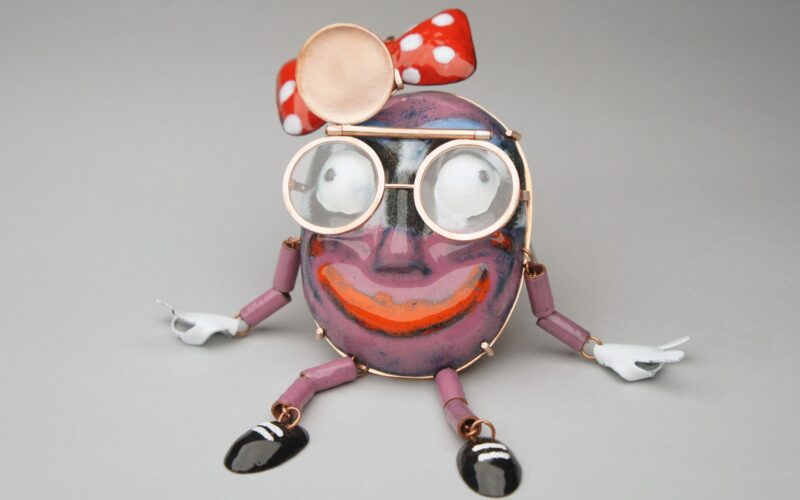 An up-close shot of a metal craft work