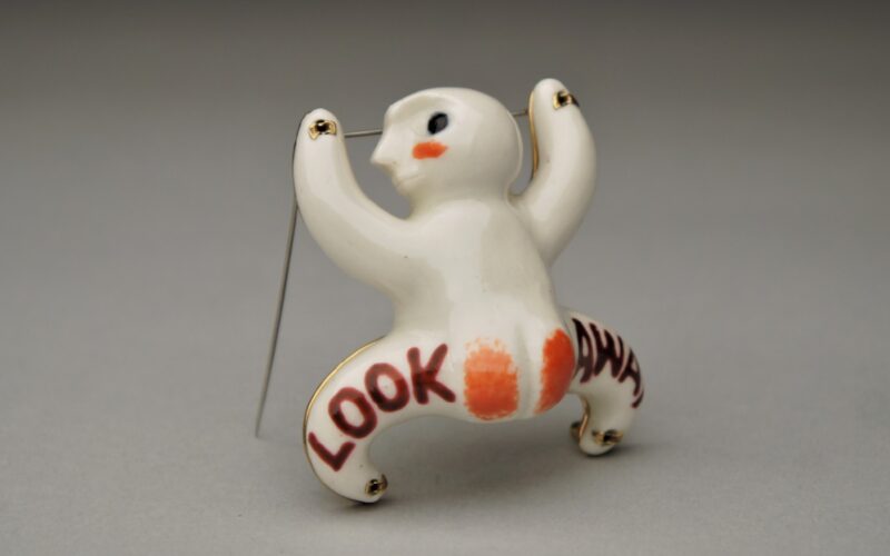 An up-close shot of a metal craft work