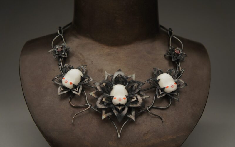 An up-close shot of a metal craft work