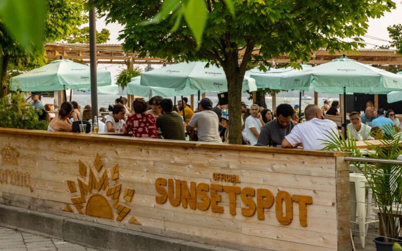 An outdoor bar called Bobby Bermuda's Sunset Spot