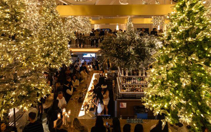 Queens Harbour Restaurant interior with winter season decorations