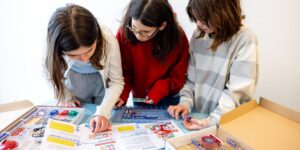 A group of girls working on an activity