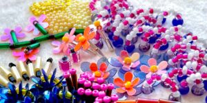 Close-up shot of colourful bread embroidery