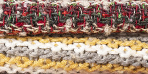 Two rows of double-knitted tapestry