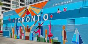 A colourful outdoor mural that says TORONTO
