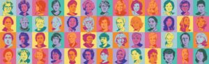 A colourful montage of portraits