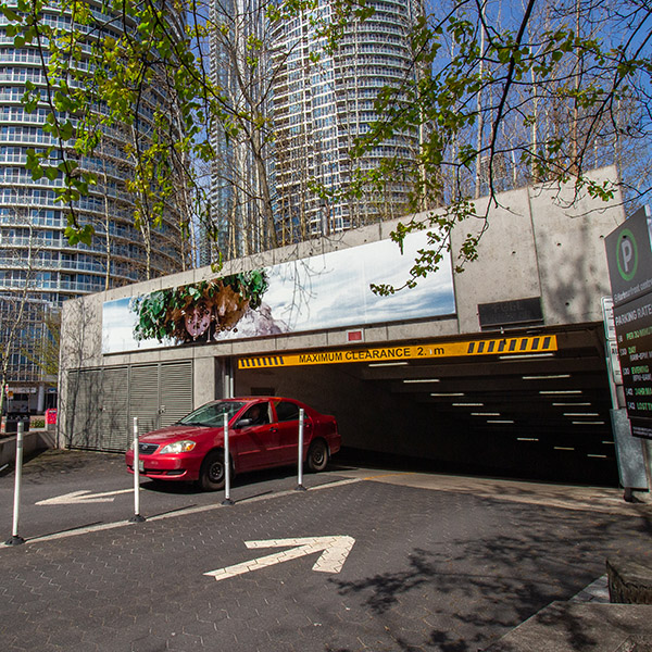 Entrance of underground parking lot at 235 Queens Quay West