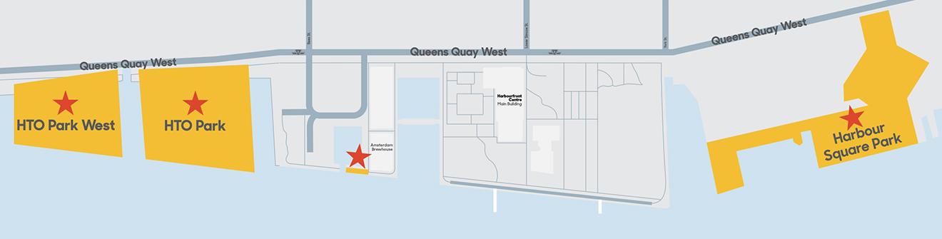 Map showing the areas around Harbourfront Centre