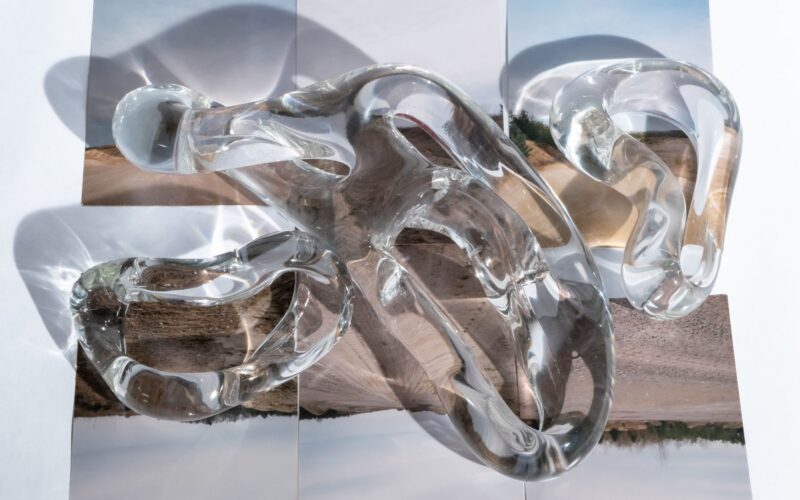 A close-up glass artwork