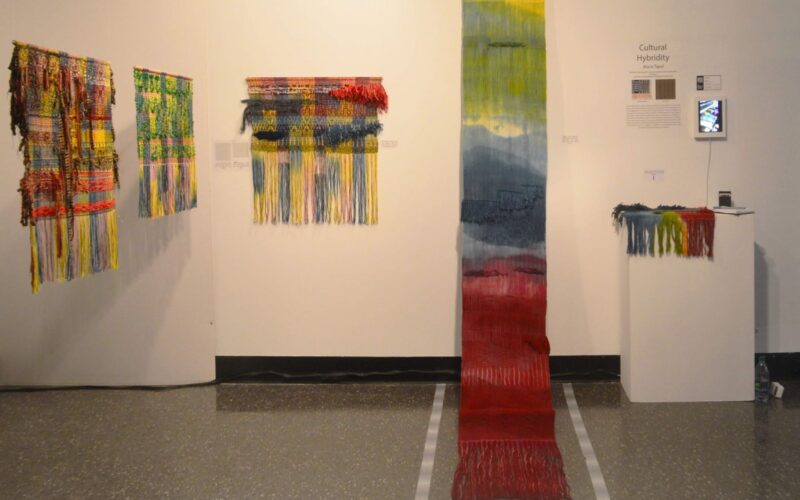 Exhibit with textile works displayed