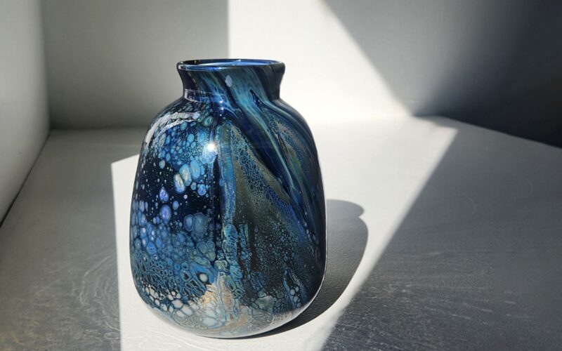Vibrant blue glass vase